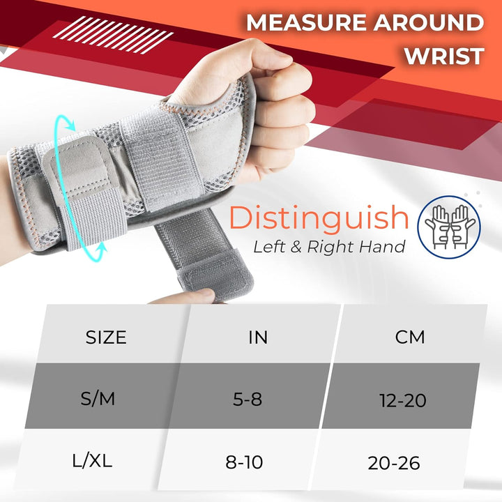 New Updated Carpal Tunnel Wrist Splint, Adjustable Wrist Support Brace with 2 Straps, Professional Wrist Stabilizer for Pain Relief, Repetitive Injuries Recovery (Left Hand-Gray, L/XL)