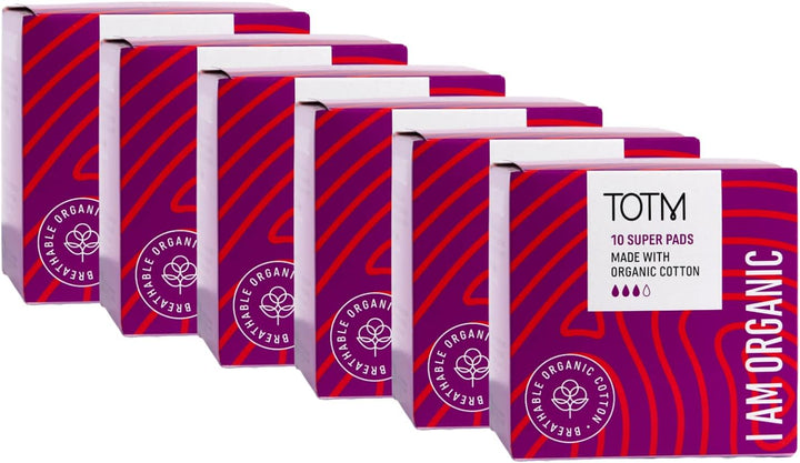 Organic Cotton Sanitary Pads with Triple-Layer Protection | Medium - Pack of 10 | Breathable Period Care with Secure Wings & Waterproof Backing | Sanitary Towels for Day & Night