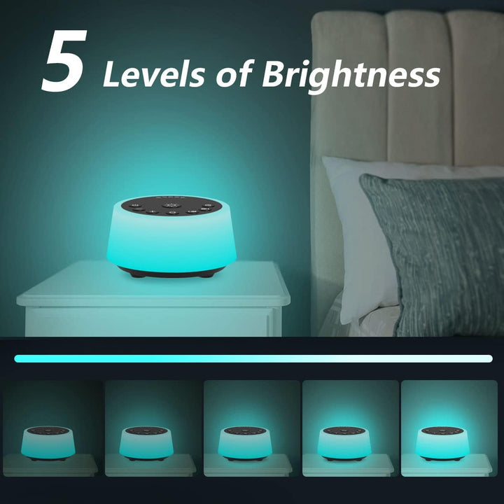 Sound Machines with 10 Colors Night Light 25 Soothing Sounds and Sleep White Noise Machine 32 Volume Levels 5 Timers Adjustable Brightness Memory Function for Adults Kids Baby (Black)
