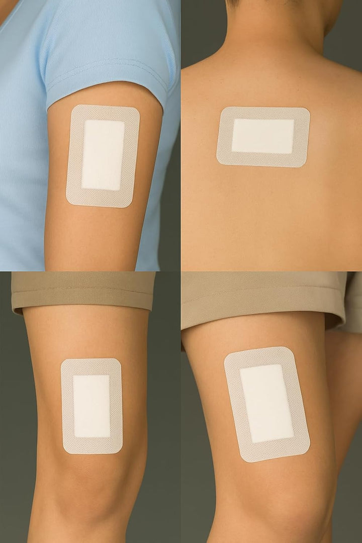 Adhesive Sterile Wound Dressings **Box of 25**- Suitable for Cuts and Grazes, Diabetic Leg Ulcers, Venous Leg Ulcers, Small Pressure Sores First Aid Plaster. (10Cm X 6Cm)