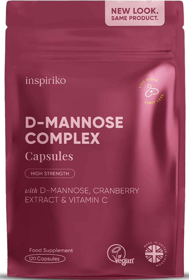 D Mannose 1000Mg Tablets Complex - 3-In-1 D-Mannose Capsules with High-Strength Cranberry Extract & Vitamin C. 60 Capsules. Made in UK