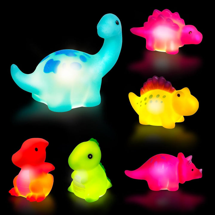 Baby Bath Toys, 6 PCS LED Kids Sensory Toys, Liquid Sensor Light up Dinosaur for Autism