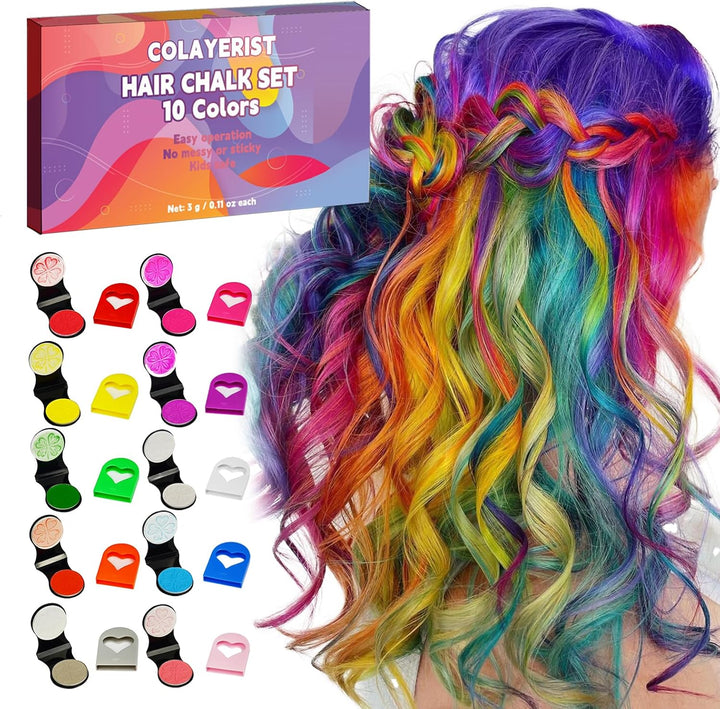 Hair Chalk for Girls Kids, 10PCS Temporary Hair Dye Colour, Coloured Hair Chalk Wash Out Kids, Teenage Girls Gifts, Christmas Gifts for Kids Gifts for 5-15 Year Oldgirls (Pink Etc.)