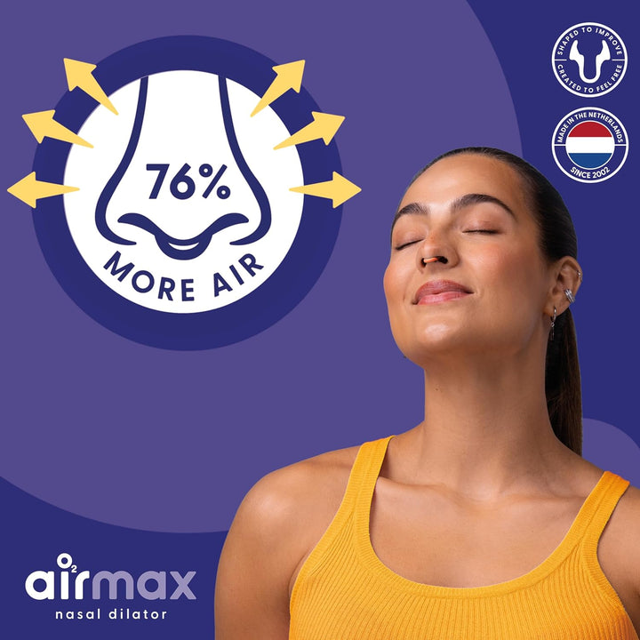 Airmax Nasal Dilator Trial Pack | anti Snore Device | 76% More Air for Better Breathing & Snoring Relief | Guaranteed Fit (1X Small & 1X Medium)