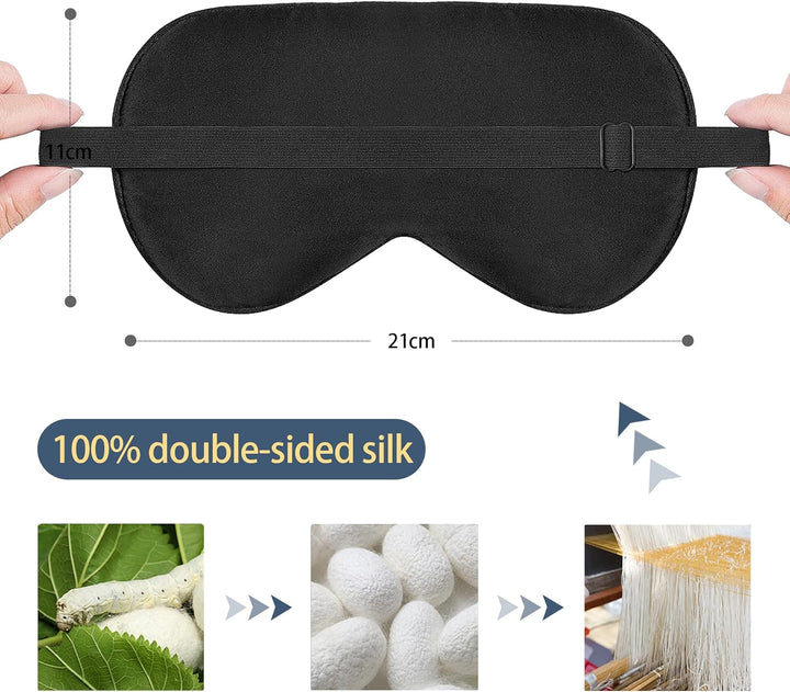 100% Silk Sleep Mask with Adjustable Strap,Comfortable and Super Soft Eye Mask Ultimate Sleeping Aid,Blindford Golden Moon