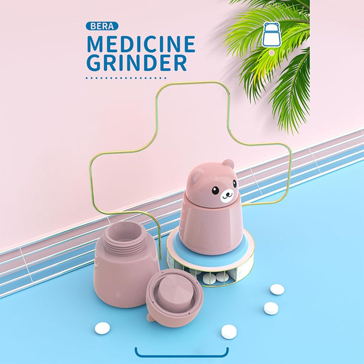 Pink Bear Pill Crusher - Cute Animal-Shaped Medicine Grinder for Kids & Adults, Portable Powder Crushing Tool for Tablets, Vitamins, Pets - Easy to Clean, Durable & Painless Medication Aid