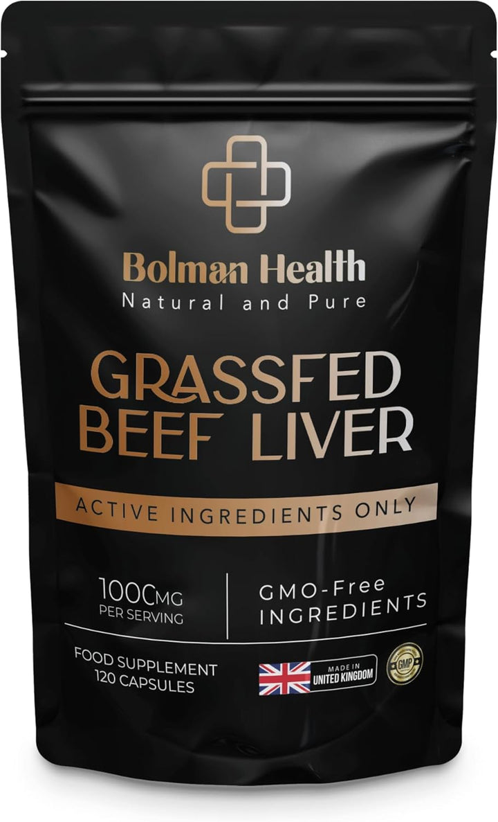 Grass-Fed Beef Liver Capsules | 1000Mg Freeze-Dried Bovine Liver | Supports Energy, Immunity, Metabolism & Vitality | 60 Capsules | High Protein Nutrient-Dense Superfood | Non-Gmo | Made in UK