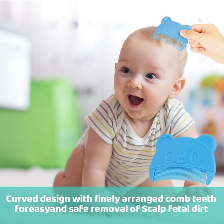 Baby Hair Comb, 3PCS Baby Hair Brush and Comb Set, Baby Hair Brush Toddler Comb for Newborns & Toddlers, Perfect Baby Registry Gift (Blue)