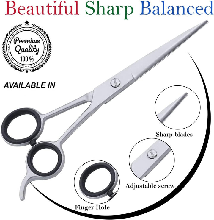 Professional Hairdressing Scissors, Stainless Steel Barber Scissors for Men, Women & Kids, Razor Sharp Hair Scissor for Hair Styling Salon and Home Use (Silver, 5.5")