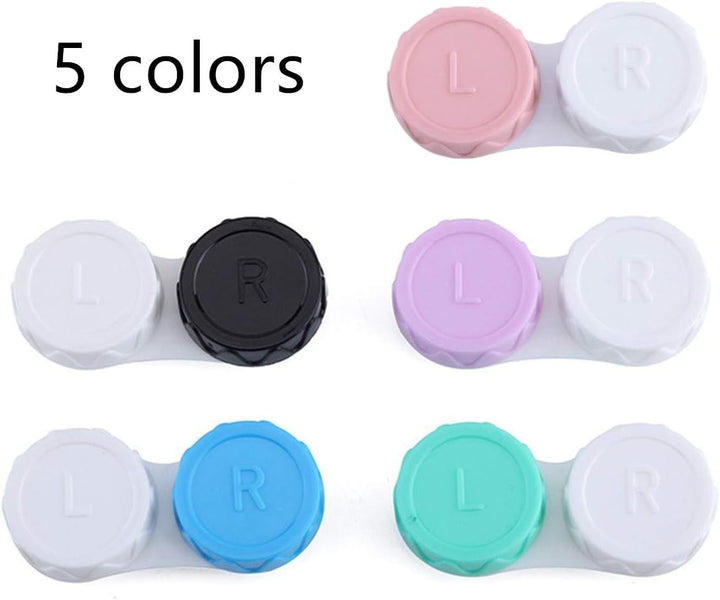 25 Pack Contact Lens Cases Portable Contact Lens Container Contact Lens Soaking Storage Case with L and R Caps, 5 Colors