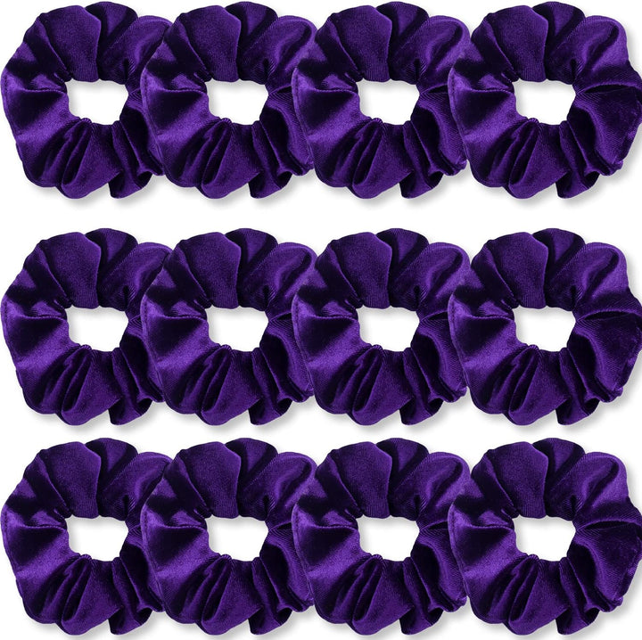 Scrunchies for Women, Premium Velvet Scrunchy for Hair, Solid Color Elastic Thick Bands, Soft Ropes Ponytail Holder Hair Accessories, 12 Pack