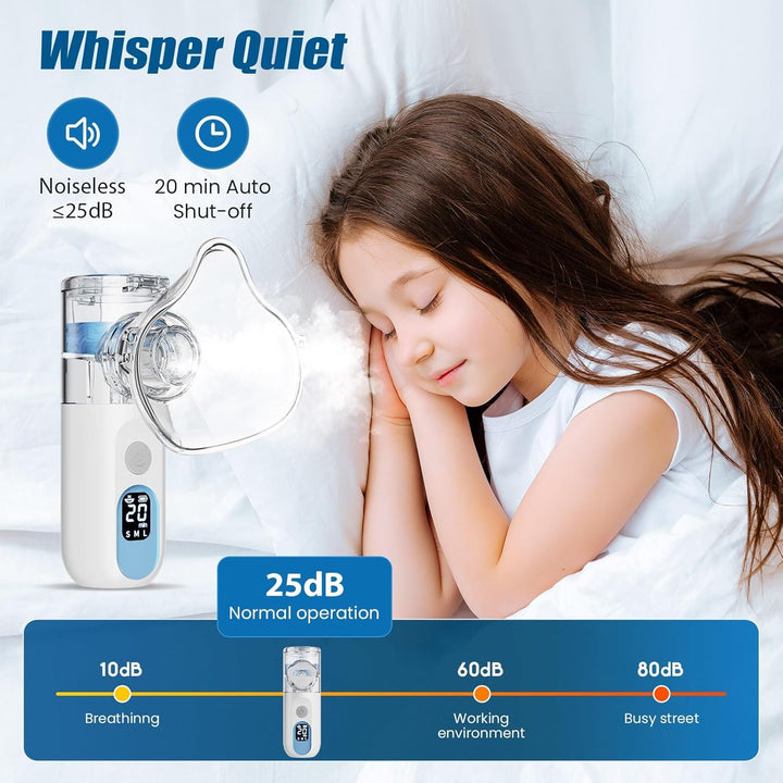Nebuliser Machine for Adults - Handheld Mesh Nebulizer Machine for Adults & Kids, USB-C Rechargeable Self-Cleaning & Advanced Digital Display Nebulizer with Adjustable Mist for Home and Travel Use