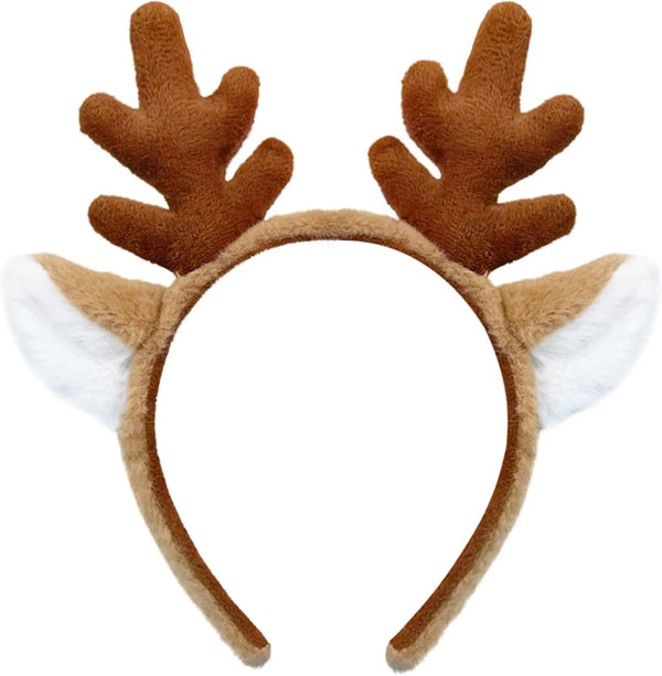 Animal Ears Headband - Reindeer Antlers for Christmas & Halloween, Dark Brown