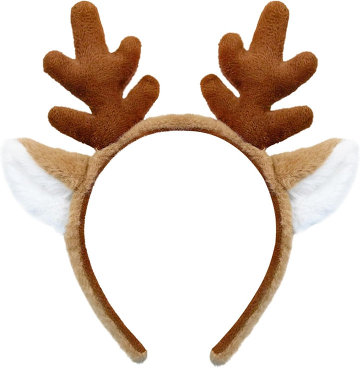 Animal Ears Headband - Reindeer Antlers for Christmas & Halloween, Dark Brown