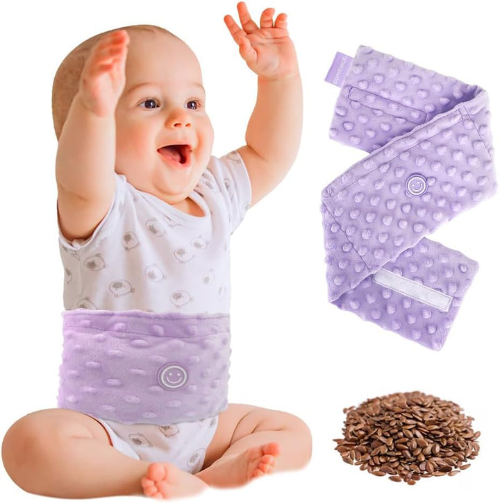 Colic Relief for Babies Belt, Flaxseed Heated Tummy Wrap, Baby Belly Wrap Swaddling Belt with Soothing Warmth, Natural Relief for Upset Stomach in Babies and Toddlers, 0-3 Years (Blue)