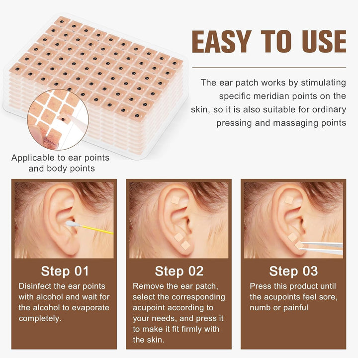600 Count Acupuncture Ear Seeds Disposable Ear Press Seeds Multi-Condition Acupressure Kit (10 Sheets)