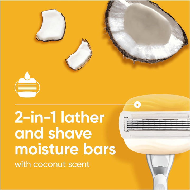 Pro Comfortglide Coconut Scented Women’S Razor with Olay Moisturiser, 1 Refill Razor Cartridges, Reusable Metal Handle and Shower Holder