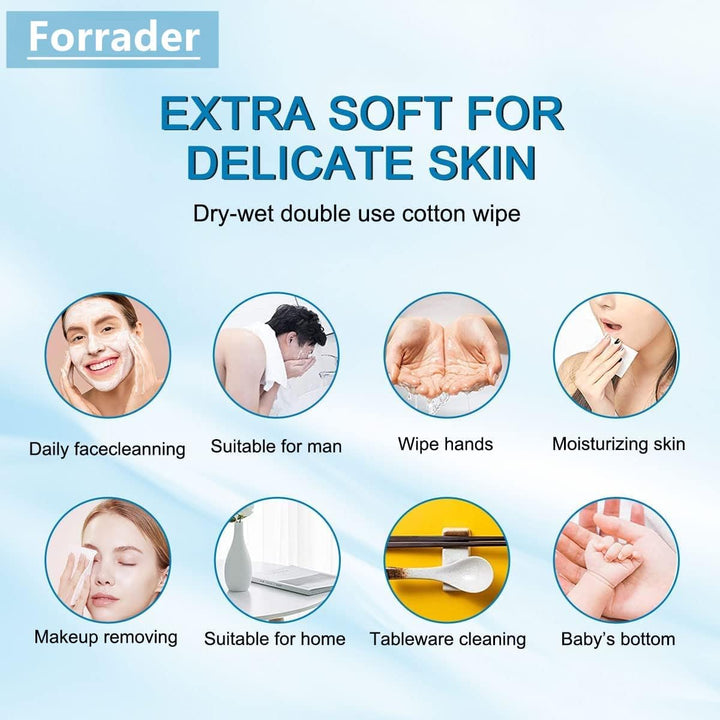 Disposable Soft Dry Wipes, Simple Wet and Dry Cleansing Face Towel, Skincare Facial Cotton Tissue, for Sensitive Skin & Baby Care & Makeup Removing & Surface Cleaning (1Pack=100Pcs)
