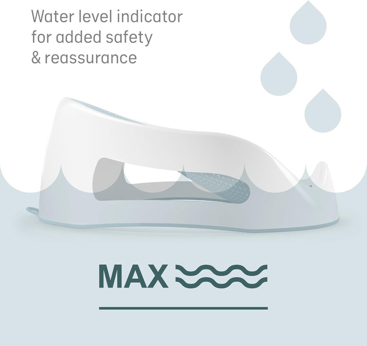 - Baby Bath Support - Soft Touch Support - Water Level Indicator - Ideal for Babies Less than 6 Months Old - Aqua