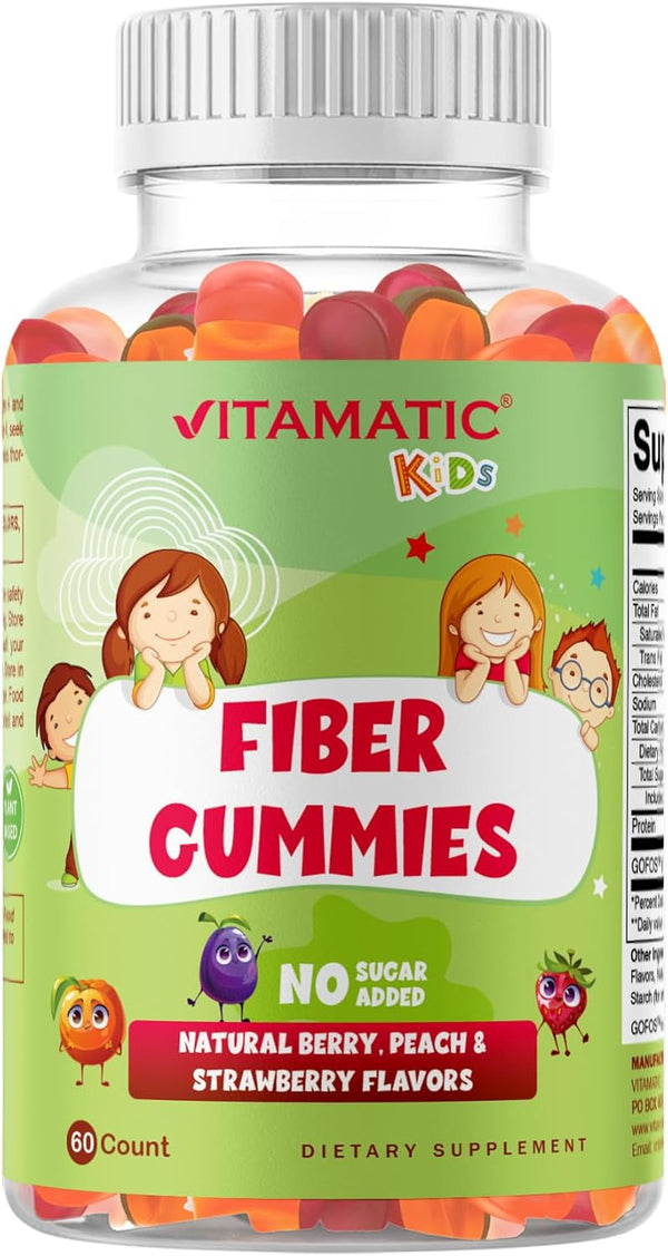 Kids Prebiotic Fiber Gummies for Adults - 4G Fiber Extra Strength - Zero Sugar Added - 60 Pectin Based Gummies - Digestive Health & Regularity Support