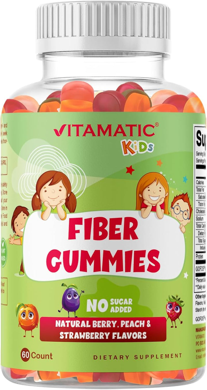 Kids Prebiotic Fiber Gummies for Adults - 4G Fiber Extra Strength - Zero Sugar Added - 60 Pectin Based Gummies - Digestive Health & Regularity Support