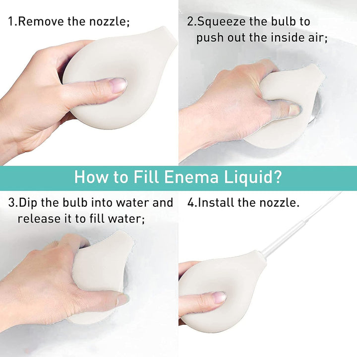 8Oz Enema Bulb Kit Anal Cleaner Enema for Men & Women with 4 Nozzles Anal Douche Colon Cleaning (Transparent)