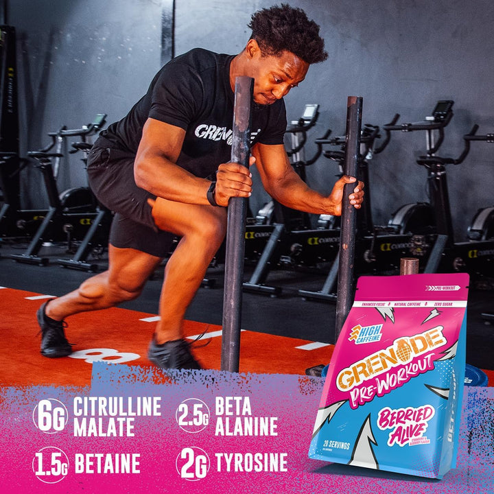 High Caffeine Pre Workout Powder with Natural Caffeine, Citrulline, Beta Alanine, Tyrosine & Betaine (20 Servings) - Berried Alive, 330 G (Pack of 1)