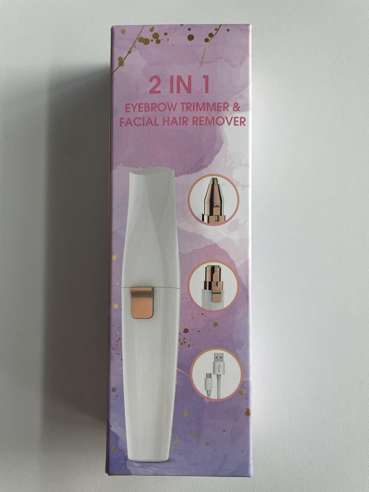 Facial Hair Remover for Women & Eyebrow Trimmer, 2 in 1 Rechargeable Facial Epilators with LED Light - Electric Hair Trimmer for Face
