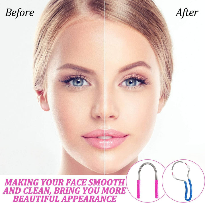 2 Pieces Spring Facial Hair Remover Manual Epilator Spring Face Hair Roller Threading Epilator Tools for Face Hair Removing Supply