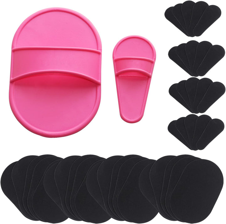 Exfoliating Hair Removal Pad Set - 40 Buffer Pads with 2 Holders - Smooth Skin on Legs, Arm, Face, Top Lip - Depilation for Unwanted Hair
