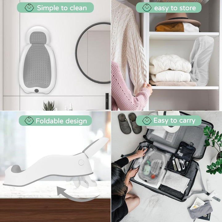 Baby Bath Support | Newborn Bathtub with Thermometer,Ideal for Babies Less than 6 Months Old Collapsible Bathtub-2 Position, Baby Tubs for Newborn Essentials Must Haves (Gray)