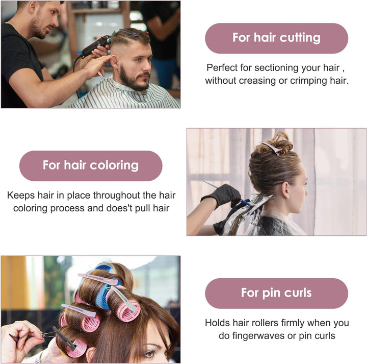 6PCS Sectioning Hair Clips for Styling, Anti-Slip No-Trace Salon Hair Sectioning Clips with Silicone Band