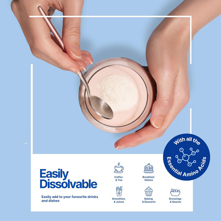 Collagen Powder 450G | Pure Hydrolysed Collagen Peptides Type I & III | 45 Servings, 10G Protein | Grass-Fed Bovine | for Women & Men | Unflavoured, Gluten Free, Keto & Paleo