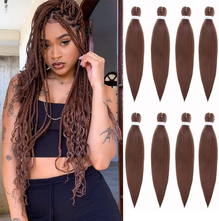 3 Packs Pre Stretched Braiding Hair Extension Yaki Texture EZ Braids Hair for Coi Leray Braids Black Braiding Crochet Hair Extensions /30 Inch 1B#