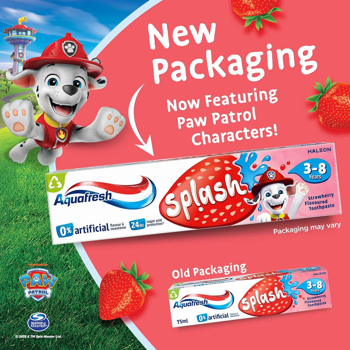 Paw Patrol Splash Toothpaste 3-8 Years, Kids Toothpaste, Strawberry Flavour, 75Ml