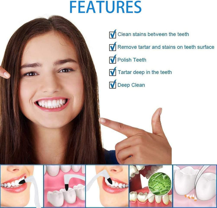 Teeth Tartar Remover, Professional Tooth Stain Eraser, Teeth Polishing Cleaning Kit Removes Plaque & Impurities Whitening Oral Hygiene Care Tool - (2 Pack, White & Blue)