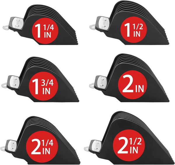 Clipper Guards Cutting Guides for Wahl Hair Clippers with Metal Clip of Model 1.25 in & 1.5 in & 1.75 in & 2 in & 2.25 in & 2.5 In, Fits Most Full Size Wahl Clippers (6PCS, Black)