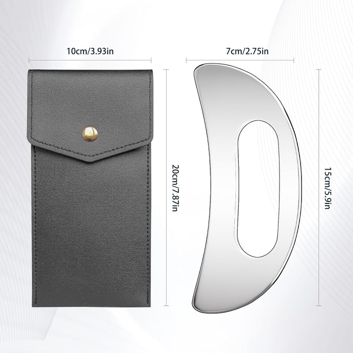 Stainless Steel Body Gua Sha Massager, Large Guasha Scraper with Handle, Lymphatic Drainage Massage for Legs, Back, Face, Neck, Muscle Relaxation & Pain Relief, Removal of Fatigue