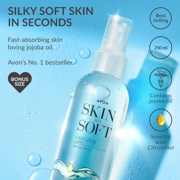 Skin so Soft Dry Oil Spray 250Ml, Locks in Moisture, Formulated with Jojoba Oil and Vitamin E, Quick Dry Formula, Cruelty Free