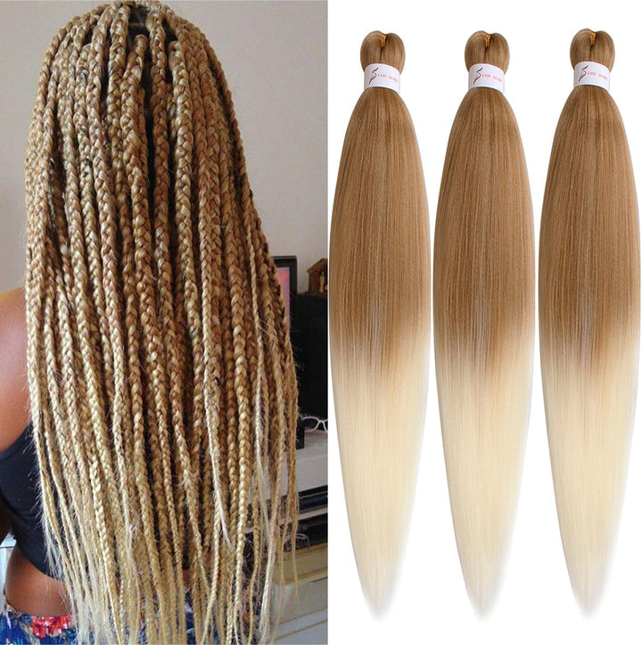 3 Packs Pre Stretched Braiding Hair Extension Yaki Texture EZ Braids Hair for Coi Leray Braids Black Braiding Crochet Hair Extensions /30 Inch 1B#