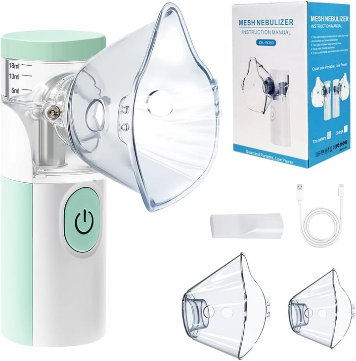 Nebuliser Machine for Adults, Rechargeable Portable Nebuliser for Adults & Kids, Silent Nebuliser for Kids with 2 Masks and Mouthpiece, Handled Nebulizer for Home (White)