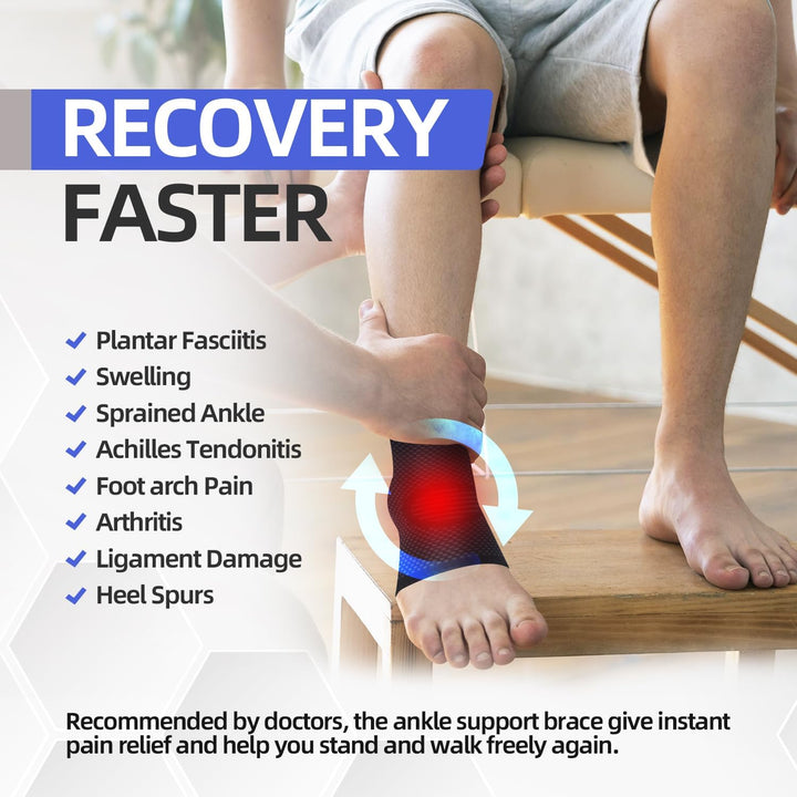 2 Pack Ankle Support for Sprained Ankle, Plantar Fasciitis Relief Achilles Tendonitis Support, Ankle Brace Support for Men & Women, Ankle Compression Socks Support for Ligament Damage, Sports