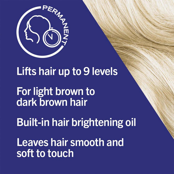 Schwarzkopf  Intense Lightener, Permanent Blonde Bleach Hair Dye, with Brigtening Oil Booster, Lifts Hair up to 9 Levels - Max Blonde 00B