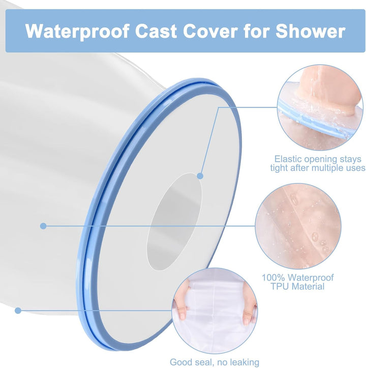Cast Cover Lower Leg for Shower, Reusable Waterproof Cast Protector for Adult Leg, Ankle, Foot, Toe, 100% Watertight Seal Cast Bag Keep Your Cast Dry in the Shower