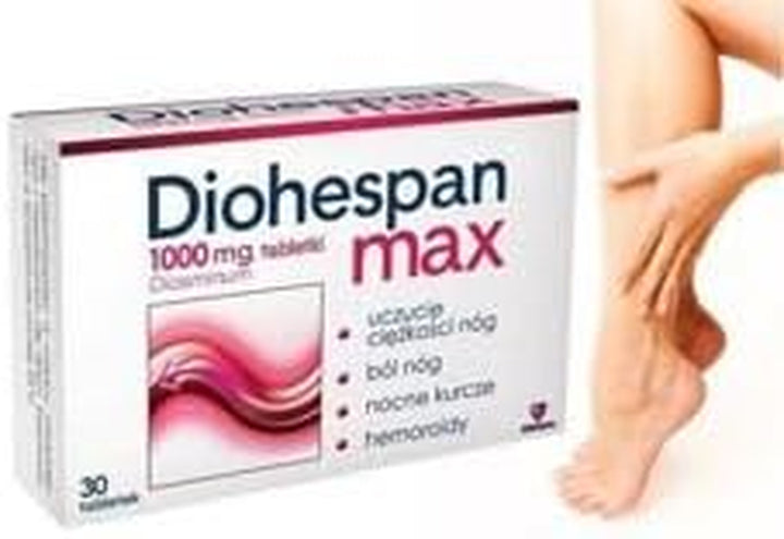 30 Tablets - Micronized Diosmin 1000Mg - Swelling Legs Pain Cramps Relief - Spider Varicose Veins Relief - Effective anti Cellulite Natural Treatment NEW