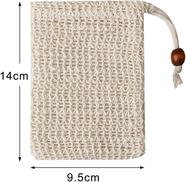 2 Pcs Sisal Soap Bag, Natural Organic Soap Bag Exfoliating Soap Saver Pouch with Drawstring for Foaming, Drying Soaps, Exfoliation