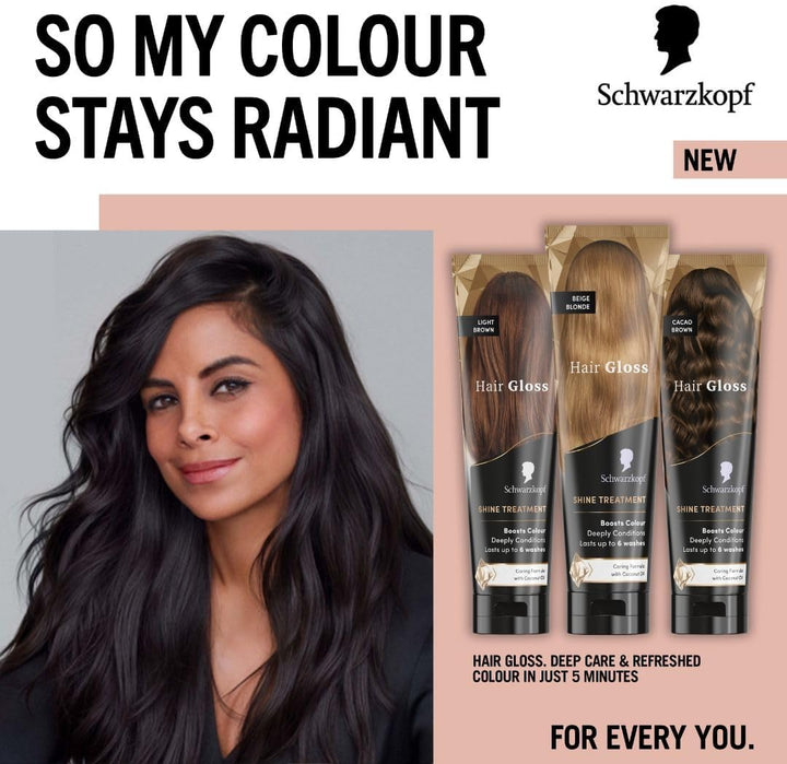 Hair Gloss Shine Treatment Cacao Brown 150Ml, Semi-Permanent Hair Dye, Temporary Hair Treatment to Condition and Colour Hair, Contains Coconut Oil, Enhances Colour and Reduces Breakage