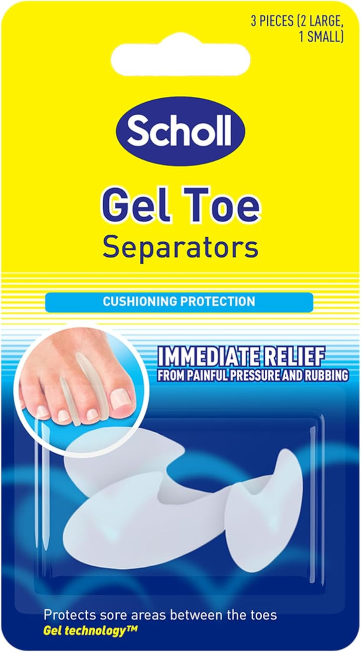 Scholl Gel Big Toe Spreader - Toe Separator Spacer for Overlapping Toes, Immediate Pain Relief from Rubbing and Pressure of Overlapping Toes, Toe Protectors, Straighteners for Bent Toes