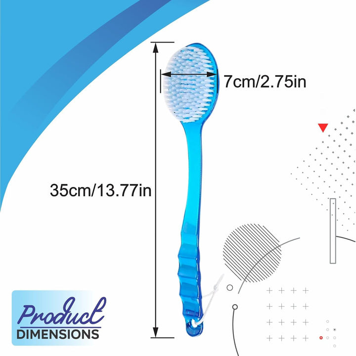 Body Brush Exfoliating Bath Brush Shower Sponge Back Scrubber Long Nonslip Handle Wet Dry Soft Bristle Shower Brush Massager Skin Exfoliating Sponge for Circulation Cellulite and Dry Skin (1Pc)