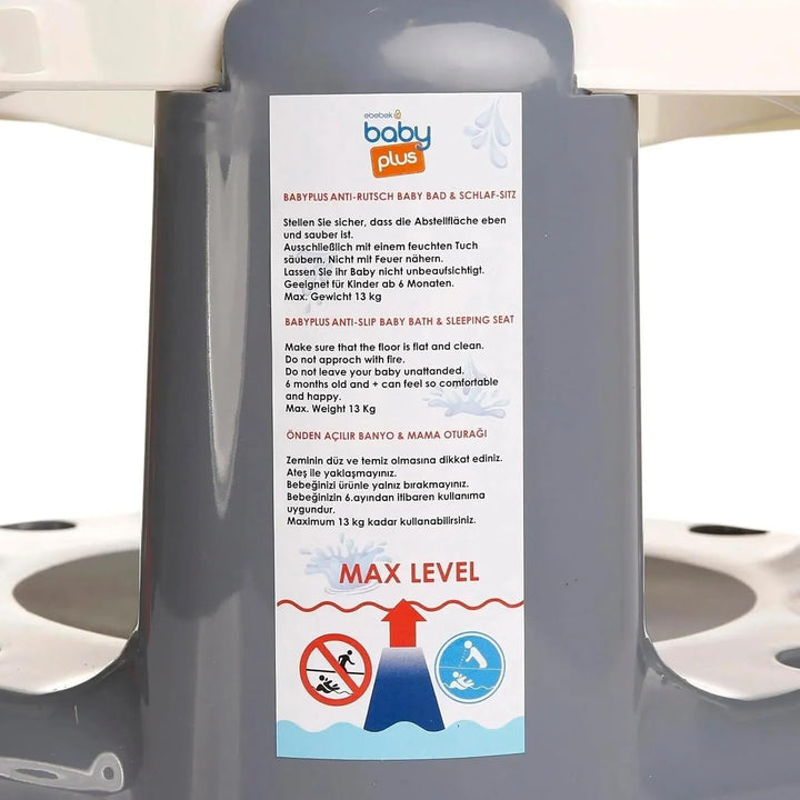 Baby Bath Seat for 6 Months plus | Portable Non-Slip Baby Bath Chair | Bath Seat with Suction Cups | Baby Bath Support Seat (Grey)